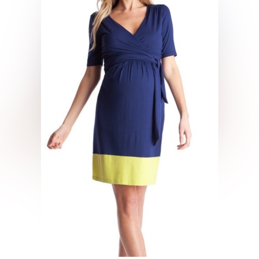 Seraphine Maternity Nursing Dress 6 Navy Lime
